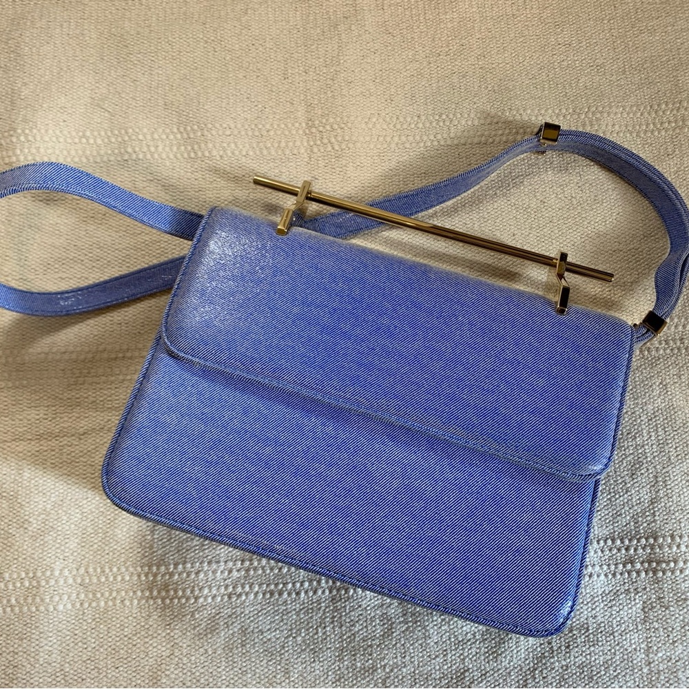 M2Malletier Fleur Du Mal denim-like blue crossbody bag